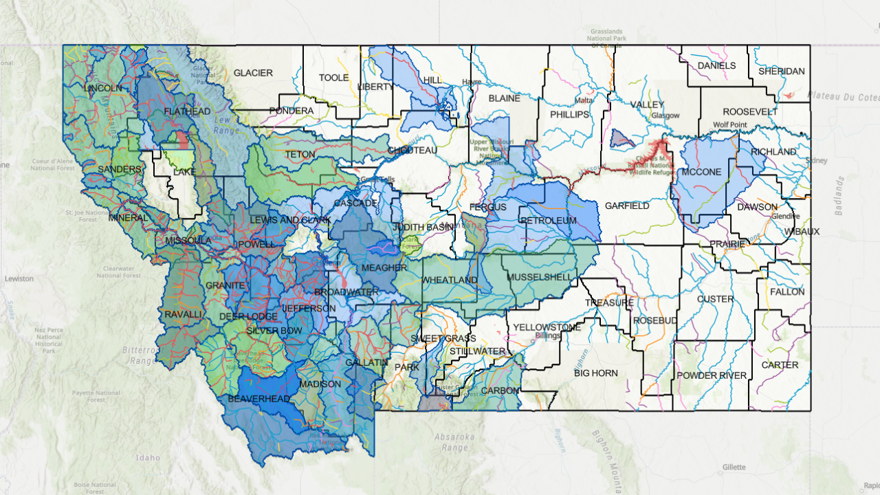 Screenshot of the GIS map for watershed plan viewer